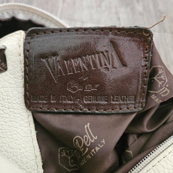 Valentina Made in Italy Genuine Leather Hand Bag – White & Brown - Picture 4 of 13